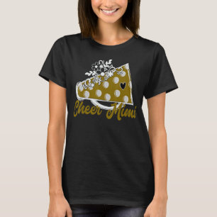 Cheer Mimi Shirt, Gold Megaphone with Heart Flower T-Shirt
