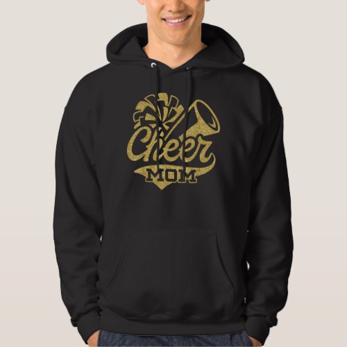 Cheer Mom Biggest Fan Cheerleader Black Yellow Gol Hoodie