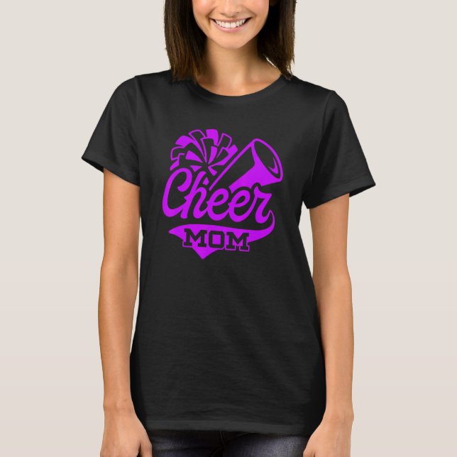 Cheer Mom Biggest Fan Leopard Print Black And Pupl T-Shirt (Front)