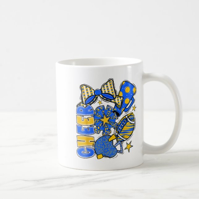 Cheer Mom Blue Cheerleader Game Day Cheer Mama Foo Coffee Mug (Right)