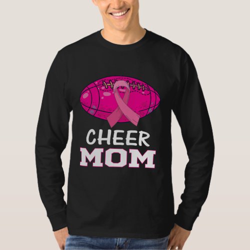Cheer Mom Breast Cancer Awareness Pink Football  T_Shirt