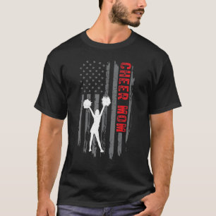 Cheer Mom   Cheerleader Cheerleading Women US Flag T-Shirt