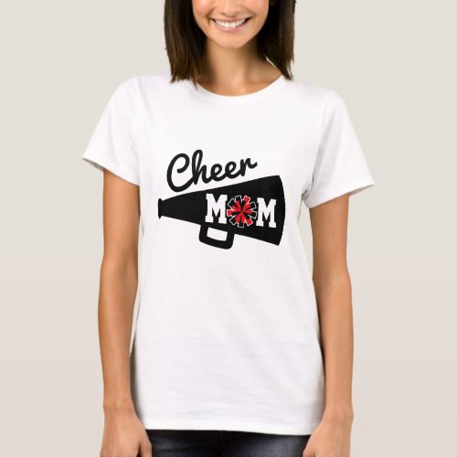 Cheer Mom Cheerleading Black White Red T_Shirt