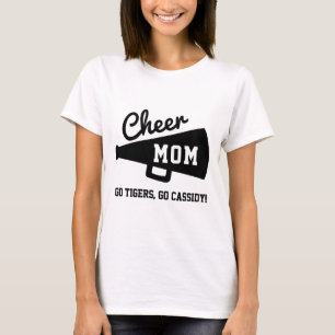 Cheer Mom Cheerleading Custom Team & Name Gray T-Shirt