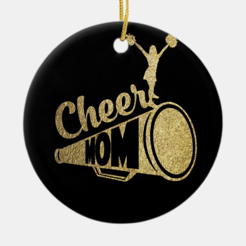 Cheer Mom Cheerleading Faux Gold Ceramic Ornament