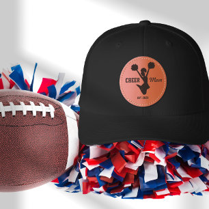 Cheer Mom Dad Established Date Cheerleader Parent Leather Patch Hat