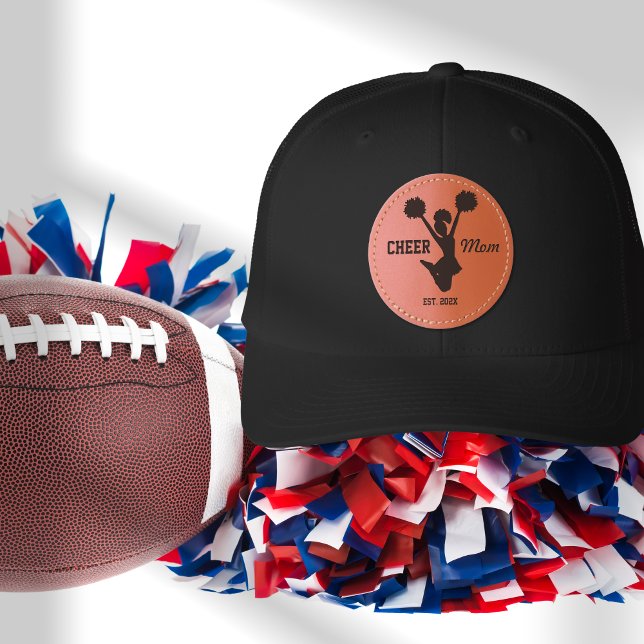 Cheer Mom Dad Established Date Cheerleader Parent Leather Patch Hat (Creator Uploaded)