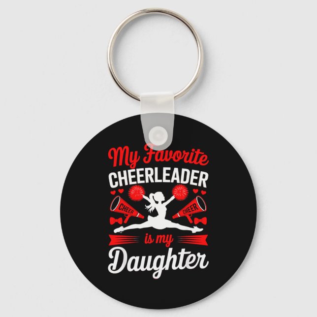 Cheer Mom Dad My Favorite Cheerleader Is My Daught Keychain (Front)