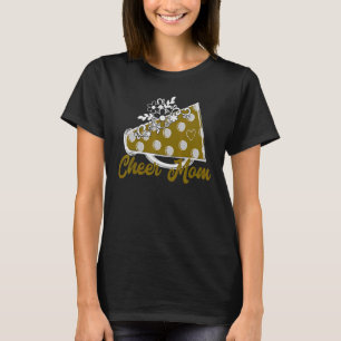 Cheer Mom Gold Megaphone with Heart Flowers Accent T-Shirt