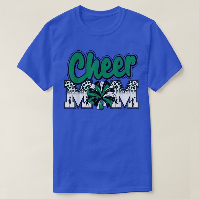 Cheer Mom Green Black White Leopard Letters Cheer  T-Shirt (Design Front)