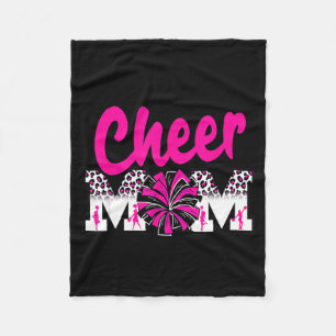 Cheer mom hot pink black leopard letters cheer pom fleece blanket