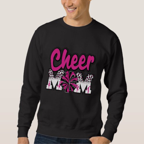 Cheer Mom Hot Pink Black Leopard Letters Cheer Pom Sweatshirt