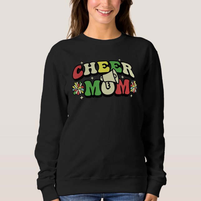 Cheer Mom Leopard Letters Cheer Pom Poms Sweatshirt (Front)
