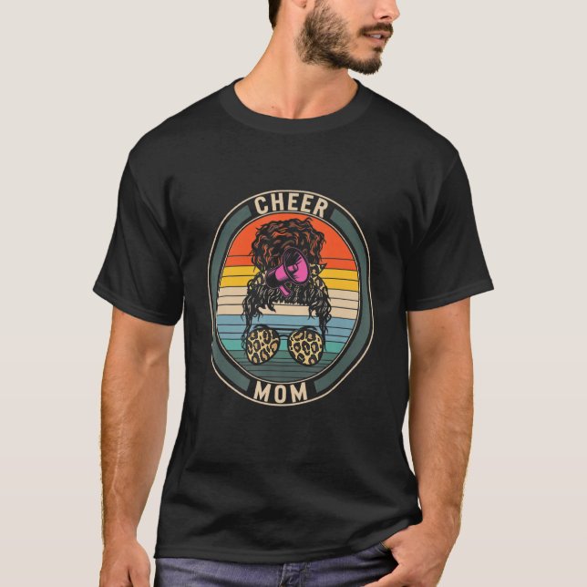 Cheer Mom Leopard Megaphone Cheerleader Mom Life B T-Shirt (Front)