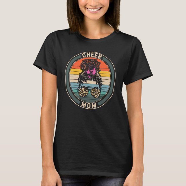Cheer Mom Leopard Megaphone Cheerleader Mom Life B T-Shirt (Front)