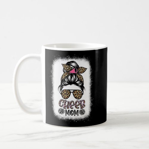Cheer Mom Leopard Messy Bun Cheerleader Bleached M Coffee Mug