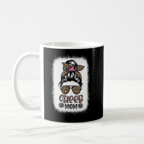 Cheer Mom Leopard Messy Bun Cheerleader Bleached M Coffee Mug