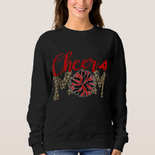 Cheer Mom Leopard Print Black And Red Pom Pom Sweatshirt