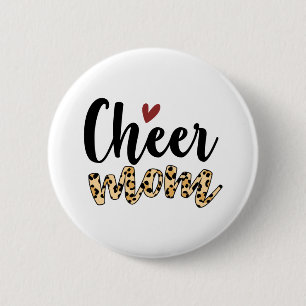 Cheer Mom Leopard Print Button