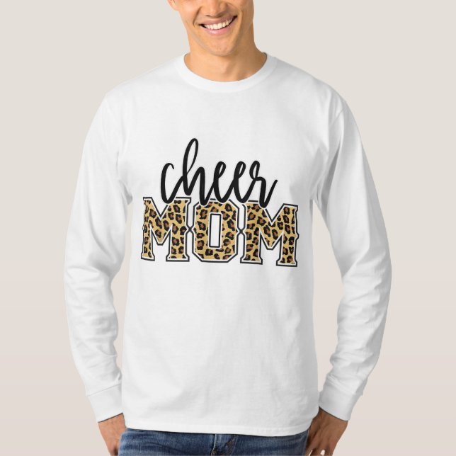 Cheer Mom Leopard Print Womens Proud Cheerleader M T-Shirt (Front)