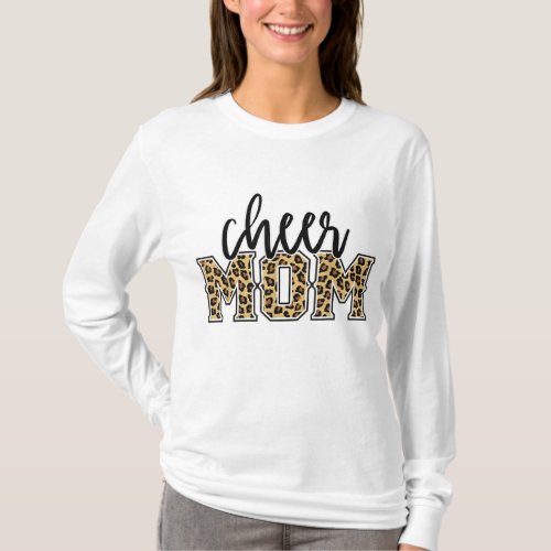 Cheer Mom Leopard Print Womens Proud Cheerleader M T_Shirt