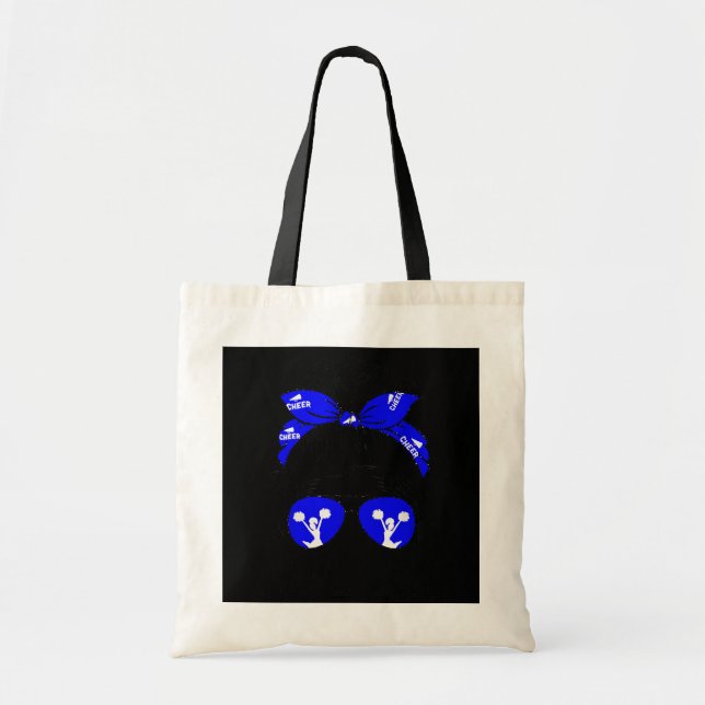 Cheer Mom Life Messy Bun Hair Cheerleader Tote Bag (Front)
