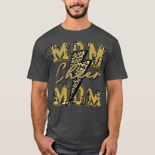 Cheer Mom Lightning Bolt Cheer Leopard Gold T-Shirt