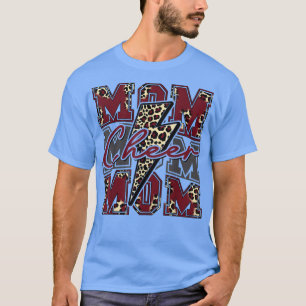 Cheer Mom Lightning Bolt Cheer Leopard Maroon T-Shirt