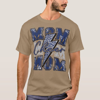 Cheer Mom Lightning Bolt Cheer Leopard Navy Blue  T-Shirt