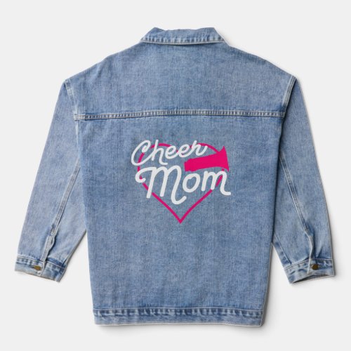 Cheer Mom Love Support Heart Cheerleader Fun Spots Denim Jacket