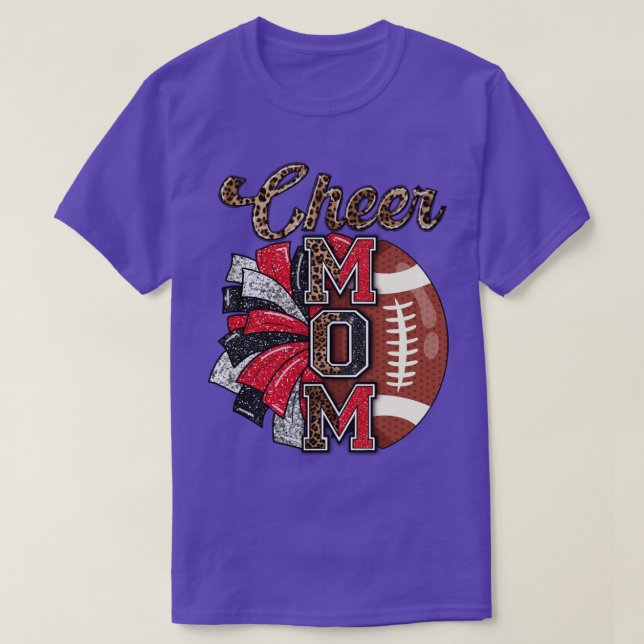 Cheer Mom Maroon Leopard Letters Cheer Pom Poms3 T-Shirt (Design Front)