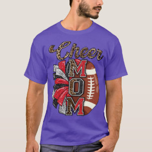 Cheer Mom Maroon Leopard Letters Cheer Pom Poms3 T-Shirt