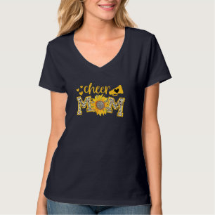 Cheer Mom Megaphone Cute Sunflower Leopard Cheetah T-Shirt
