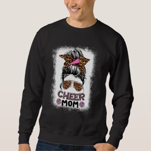 Cheer Mom Messy Bun Proud Cheerleader Mom Mothers  Sweatshirt