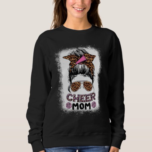 Cheer Mom Messy Bun Proud Cheerleader Mom Mothers  Sweatshirt