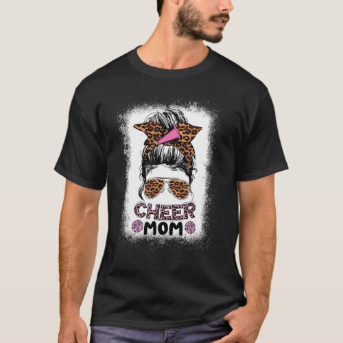 Cheer Mom Messy Bun Proud Cheerleader Mom Mothers  T_Shirt