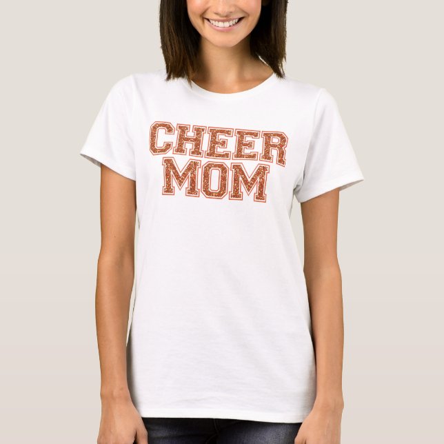 Cheer Mom Orange Glitter T-Shirt (Front)