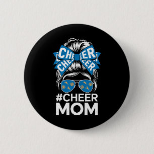 Cheer Mom Sports Fan Bow Sungles Cheerleading Supp Button