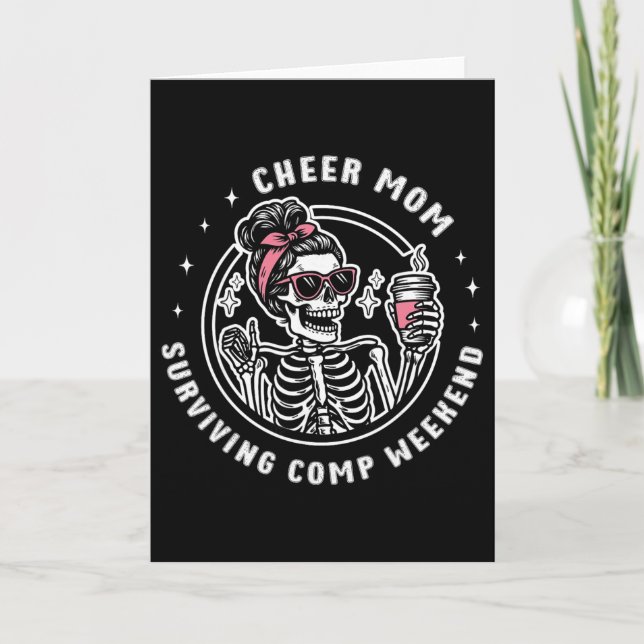 Cheer Mom Surviving Comp Weekend Cheerleading Moth Card (Front)