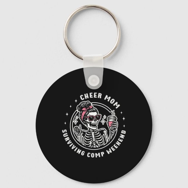 Cheer Mom Surviving Comp Weekend Cheerleading Moth Keychain (Front)