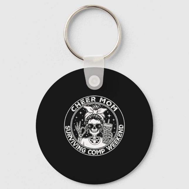 Cheer Mom Surviving Comp Weekend Funny Cheerleadin Keychain (Front)
