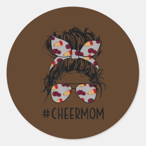 Cheer Mother Mama Parents Gift Cheerleading Mom Classic Round Sticker