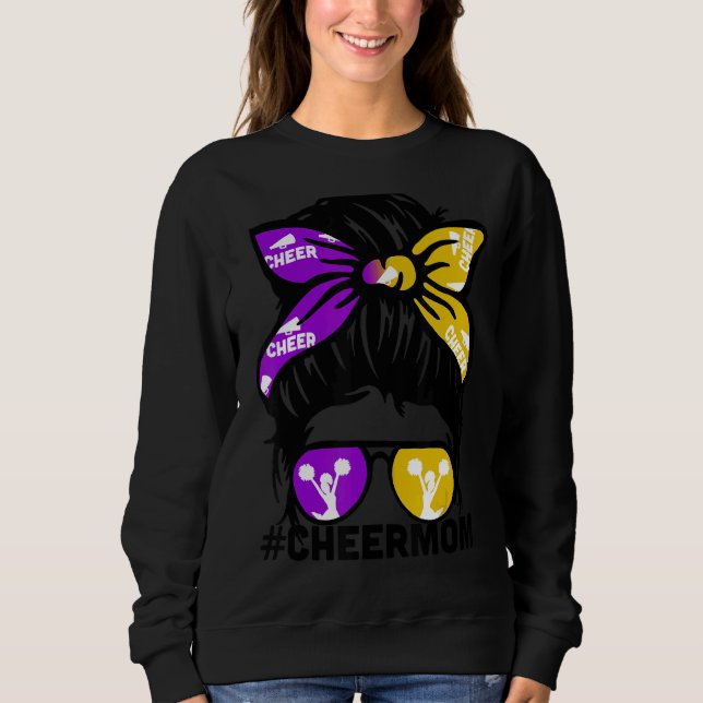 Cheer Mother Mama Puple & Gold Cheerleading Mom Me Sweatshirt (Front)