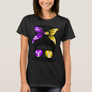Cheer Mother Mama Puple & Gold Cheerleading Mom Me T-Shirt