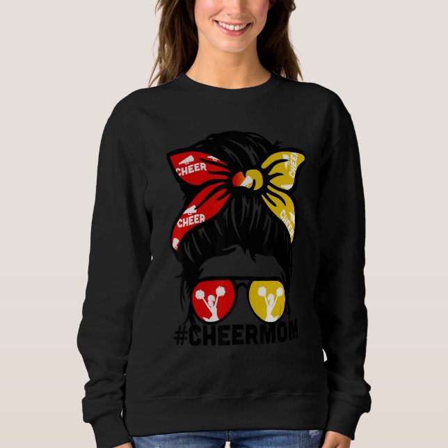 Cheer Mother Mama Red & Gold Cheerleading Mom Mess Sweatshirt (Front)