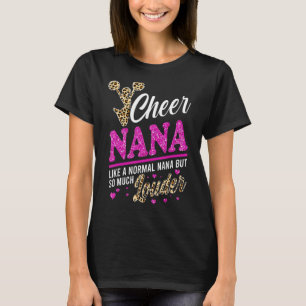 Cheer Nana Biggest Fan Leopard Print And Pom Pom 1 T-Shirt