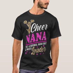 Cheer Nana Biggest Fan Leopard Print And Pom Pom 1 T-Shirt