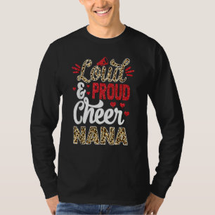Cheer Nana Biggest Fan Leopard Print And Pom Pom T-Shirt
