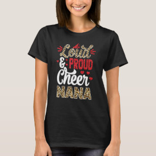 Cheer Nana Biggest Fan Leopard Print And Pom Pom T-Shirt