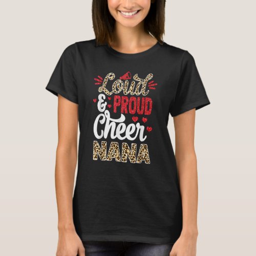 Cheer Nana Biggest Fan Leopard Print And Pom Pom T_Shirt